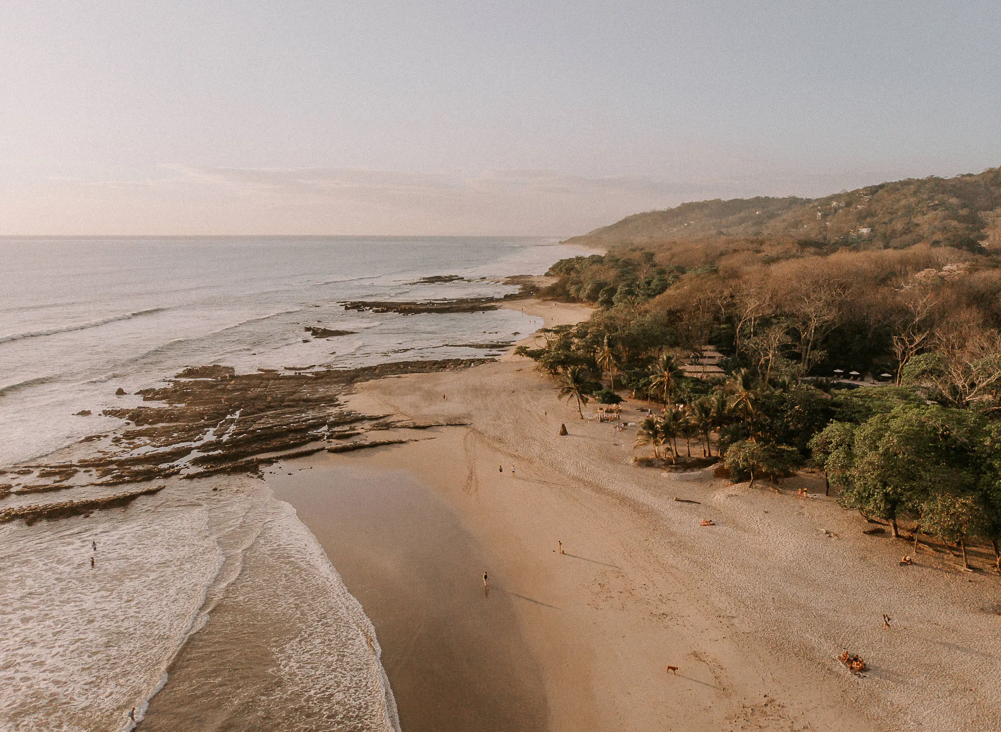 Aerial view of Santa Teresa beach at golden hour